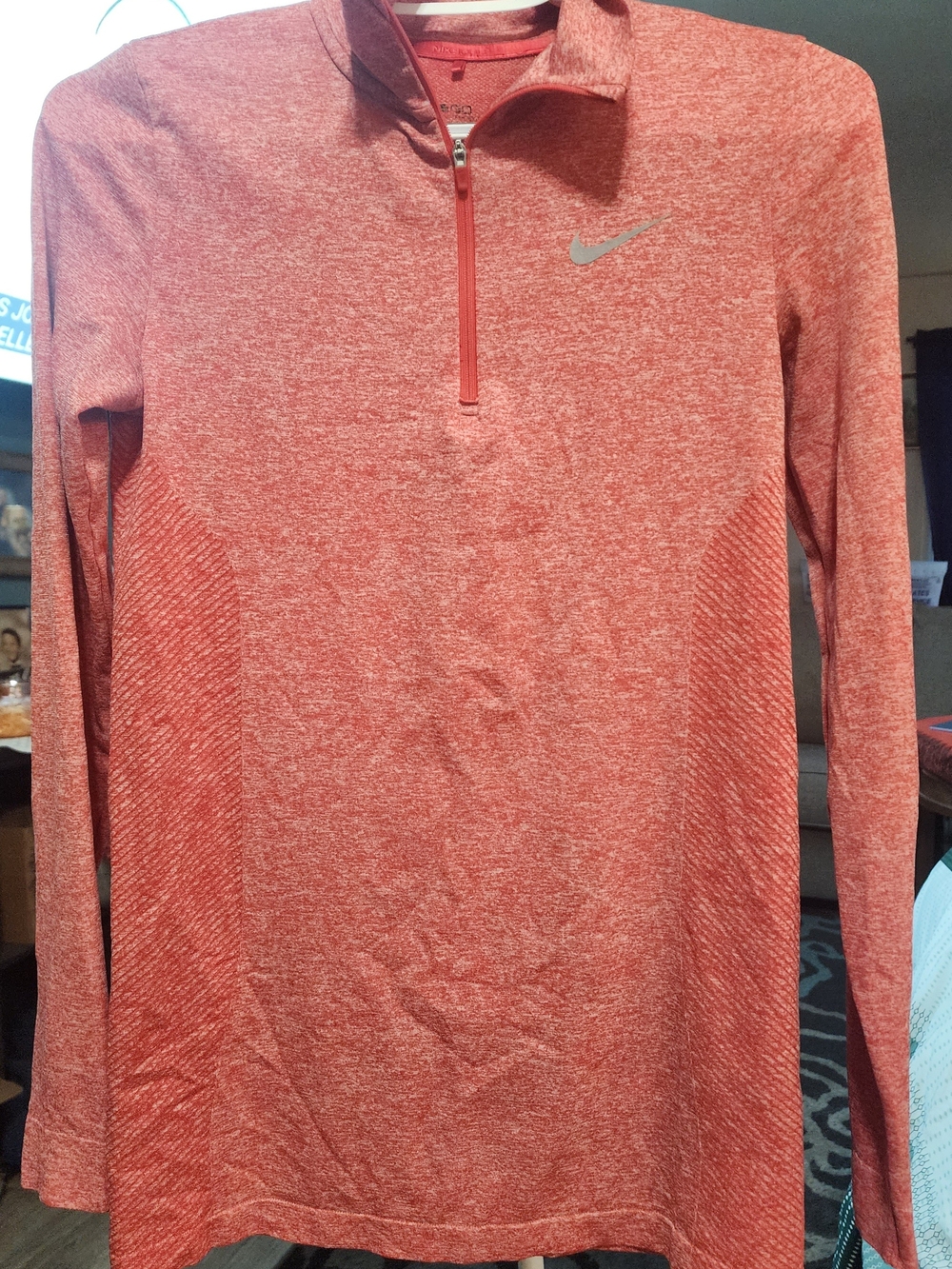 Nike Women’s Heathered Red Long-Sleeve Half-Zip Top Sz Med?
